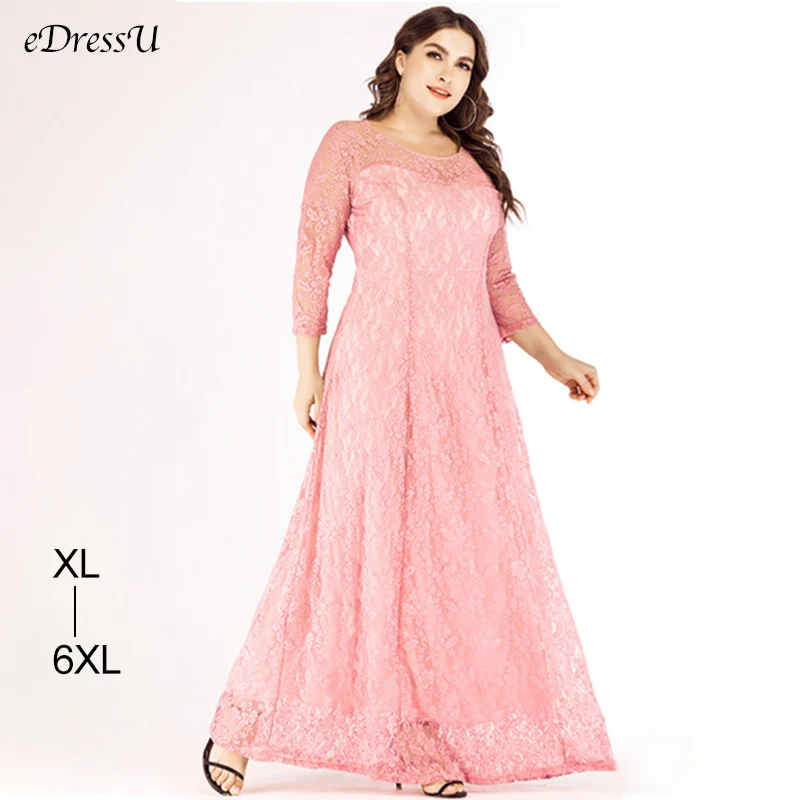 edressu-plus-size-women-lace-evening-party-dress-3-4-sleeve-a-line-pink-long-large-4xl-5xl-6xl-mother-of-the-bride-dress-sj-1868