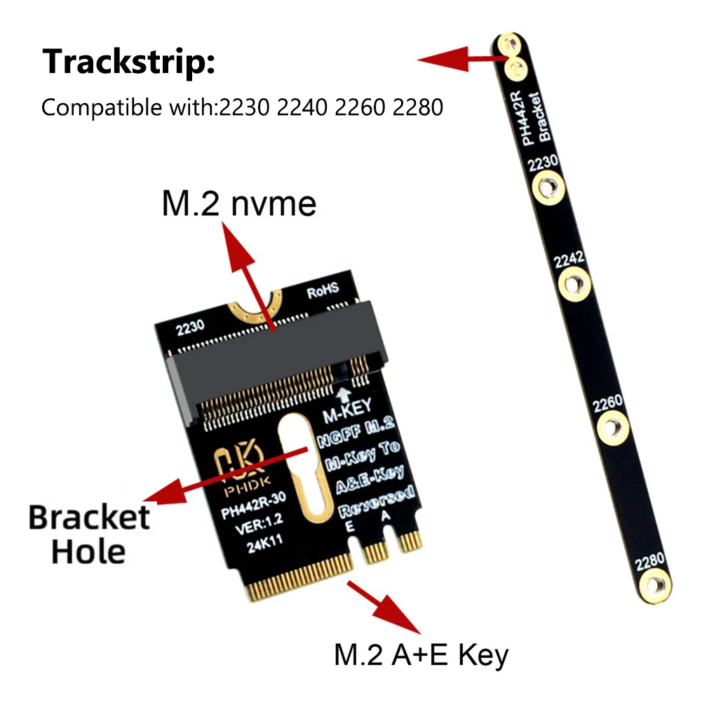 M.2 A+E To NVME SSD Adapter A/E Key To M Key PCIE 4.0 Riser Card M2 WIFI Interface for Laptop Mainboard 2242 2260 2280 NVME SSD