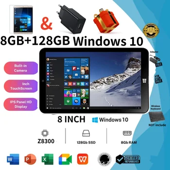 Tablet PC Tascabile da 8 Pollici, 8GB RAM, 128GB ROM, Sistema 64 Bit x64, Windows 10, Doppia Fotocamera AR3, Quad Core