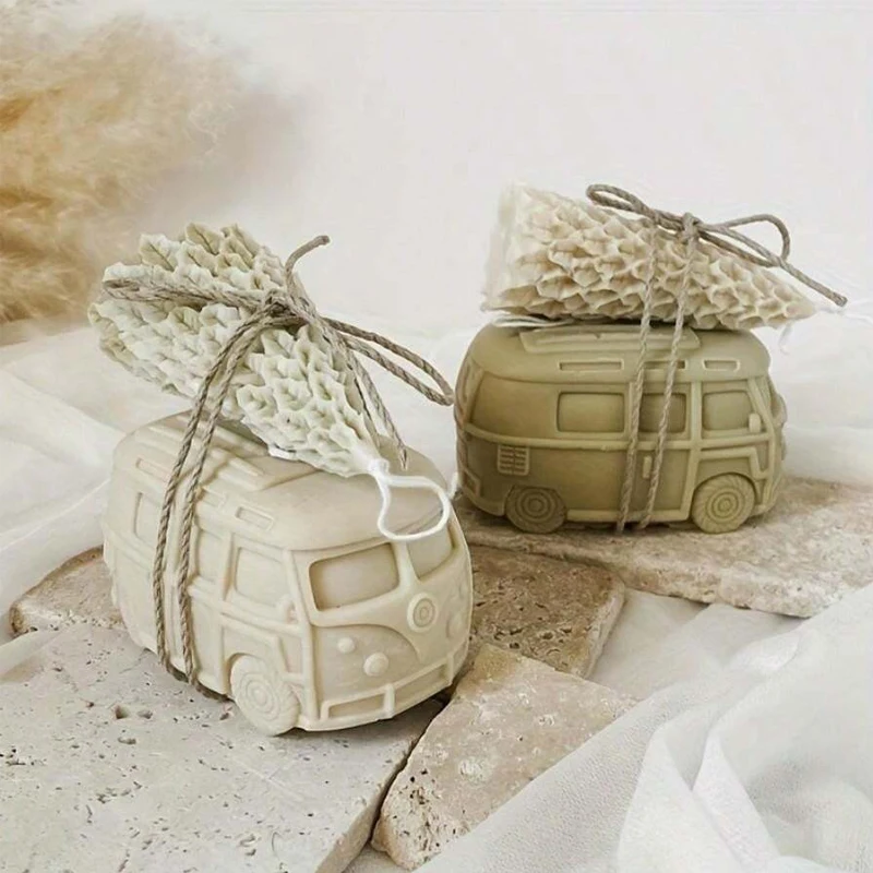 

Mini Bus Candle Silicone Mold DIY Vintage Car Kombi Bus Concrete Soap Gypsum Ornament Making Mould Home Garden Decor Crafts Gift