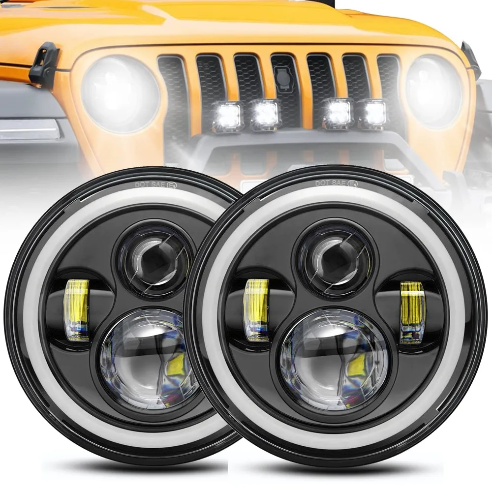 Phare 2pcs - Phare Led Lada Niva Urban 4x4 Rond 7 Pouces, Pour Hummer H1 H2  Jeep Wrangler Tout-terrain