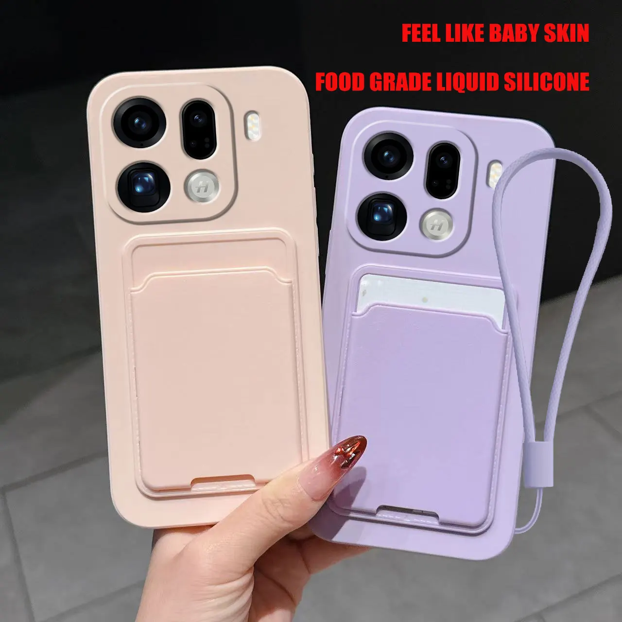 Liquid Silicone Card Holder Phone Case with Shockproof Back Pocket Wallet