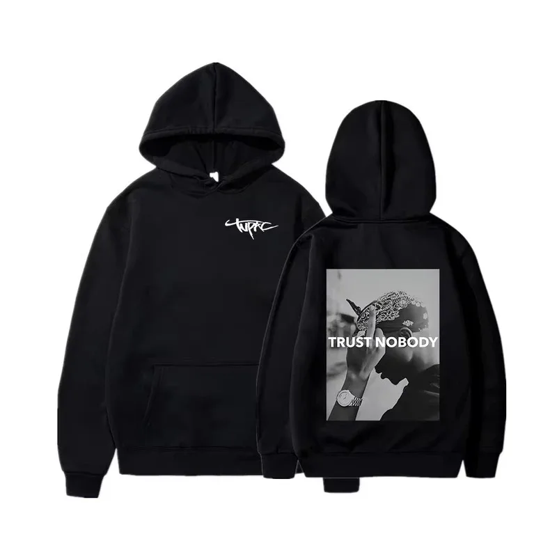 2025 가을/겨울 핫셀링 후드티 래퍼 투팍 2Pac 음악 앨범 프린트 다용도 캐주얼 데일리 후드티 따뜻한 후드티