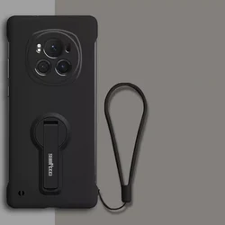 Sleek White Frameless Phone Case with Holder and Lanyard for Magic 5 (Black)
