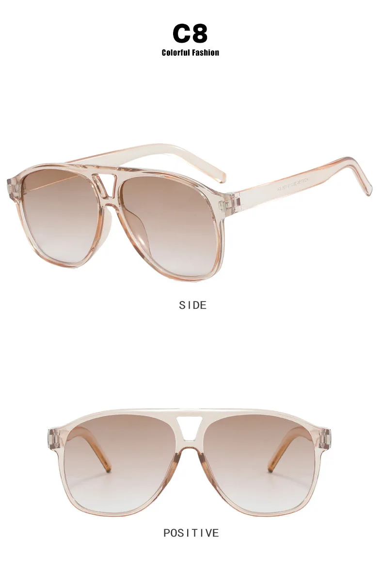 DOHOHDO Modische Übergroße Doppelbrücken-Piloten-Sonnenbrille für Herren Vintage Nieten Damen Blaue Trendige Punk-Sonnenbrille UV400-Schutz – Detail 17