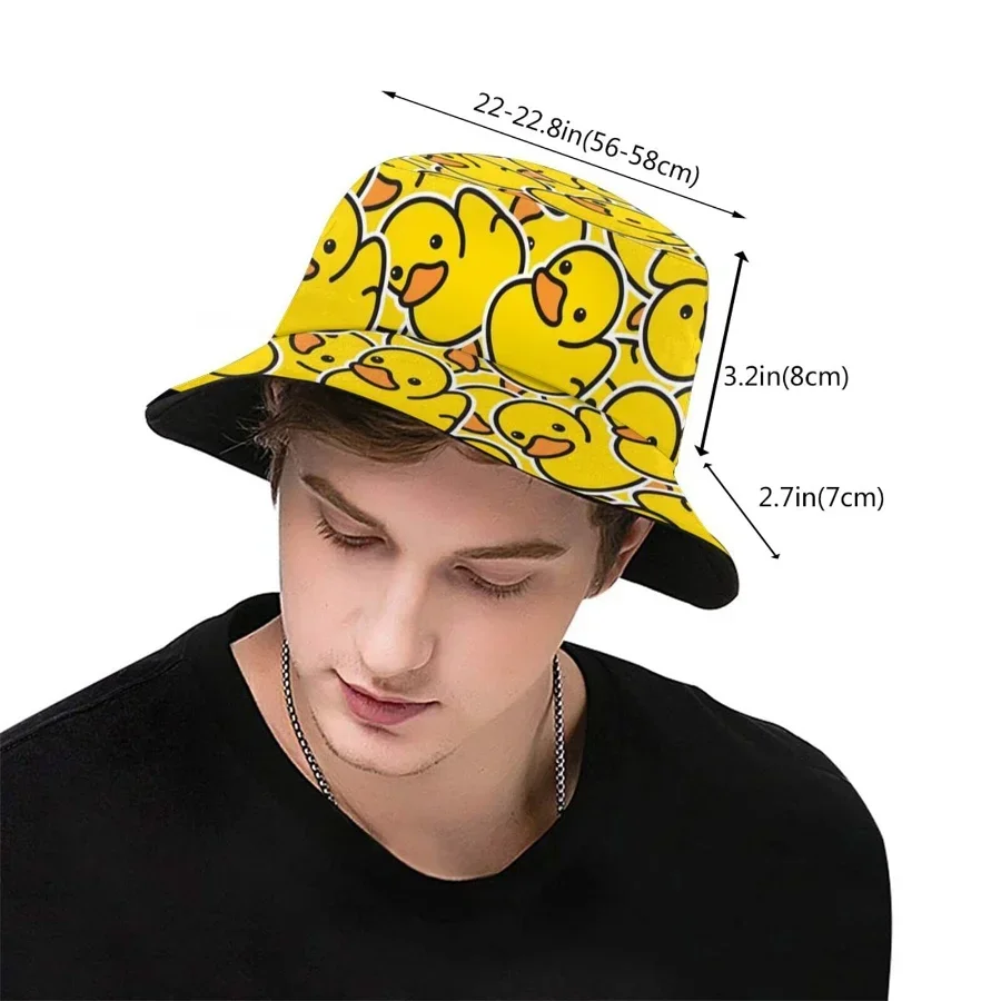 Summer Sun Hat Reversible Yellow Duck Bucket Hat For Men Women Cotton Bob Panama Girls Beach Travel Outdoor Fisherman