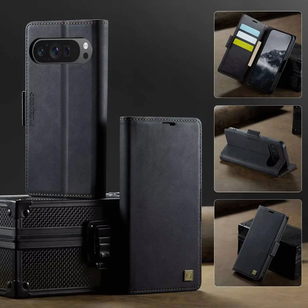 Retro PU Leather Flip Wallet Magnetic Phone Case with RFID Blocking and Card Slot Holder - Shockproof Cover
