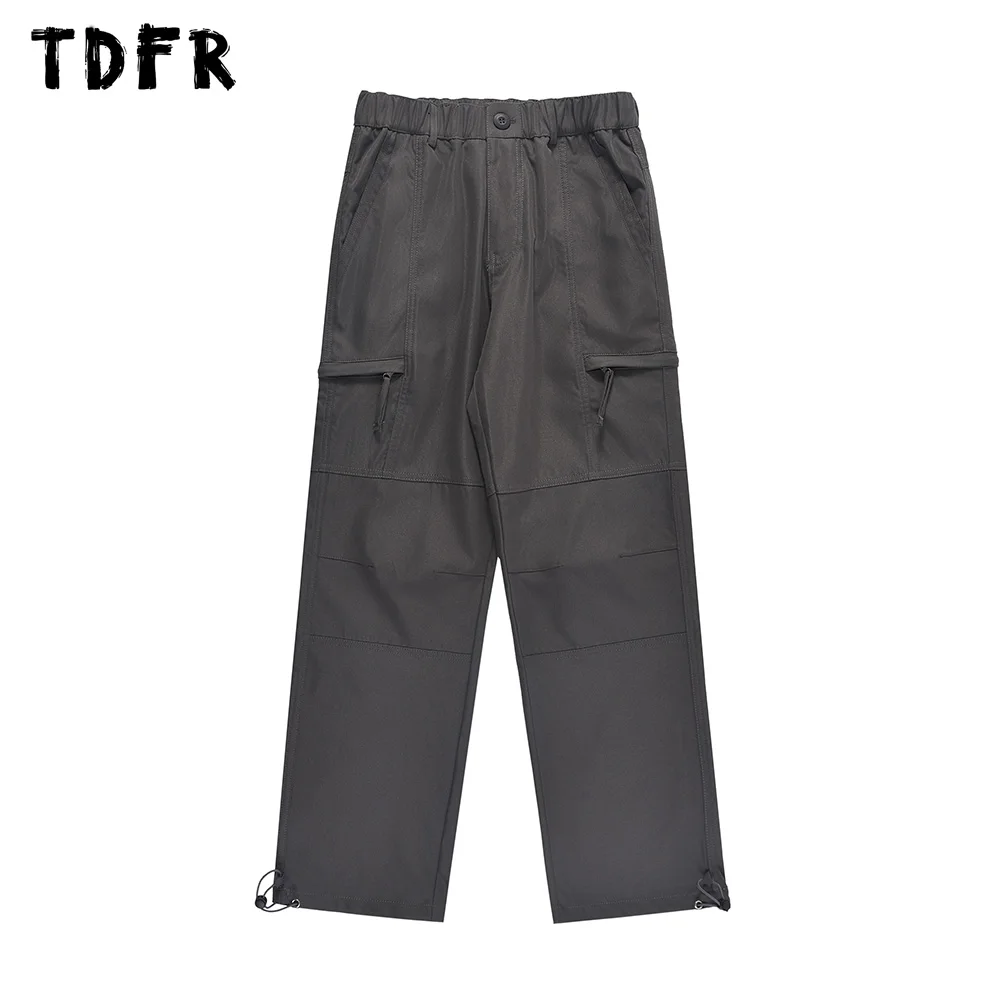 

Pocket Cargo Jogger Pants Mens Casual Straight Loose Wide Leg Elastic Waist Safari Style Trousers Men