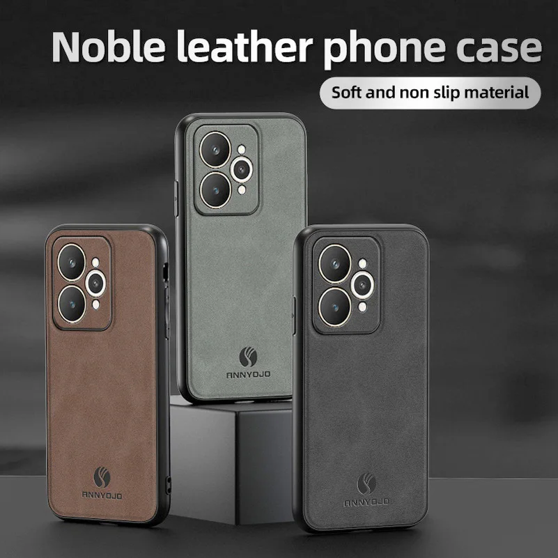 Matte Plain Leather Case with Built-in Metal Car Mount Holder