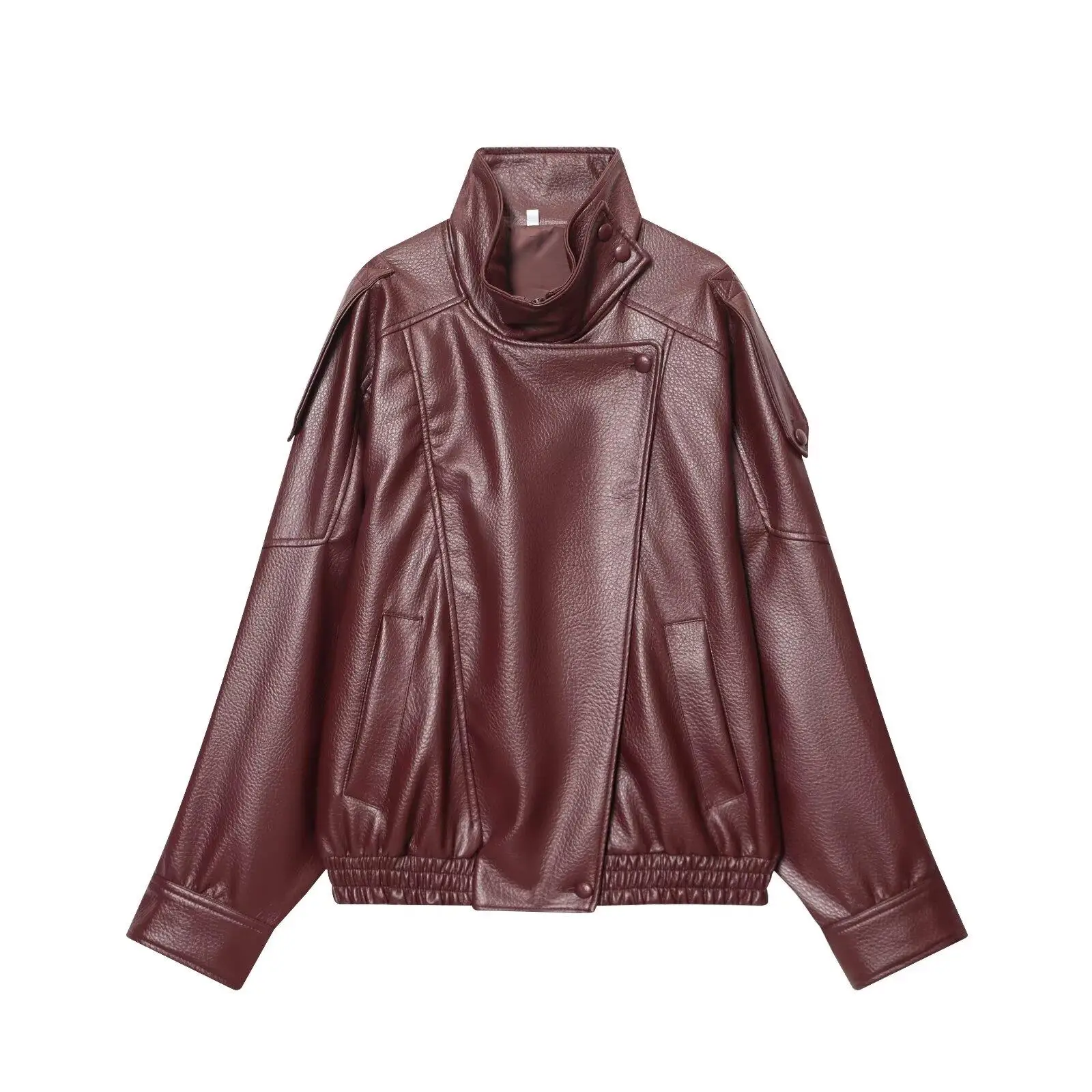 Damska kurtka skórzana jesienno-zimowa luźna codzienna kurtka ze sztucznej skóry PU płaszcz modna kurtka motocyklowa w stylu streetwear
