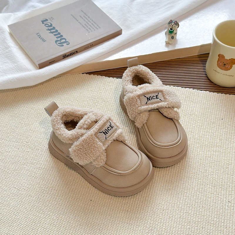 Girls Leather Winter Loafers Non Slip Shoes
