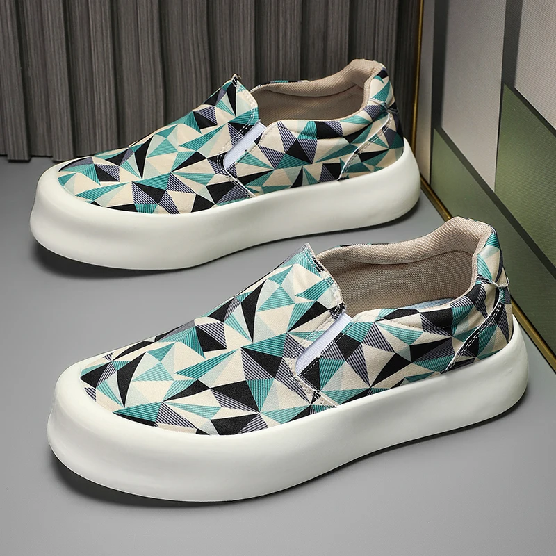HKDQ Summer Slip-on Loafers Men Fashion Breathable Men's Vulcanize Shoes Platform Vintage Sneakers Man Casual Designer Moccasins