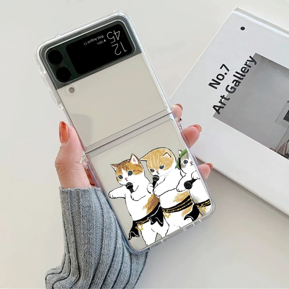 Adorable Cartoon Cat Couple Hard Transparent Phone Case