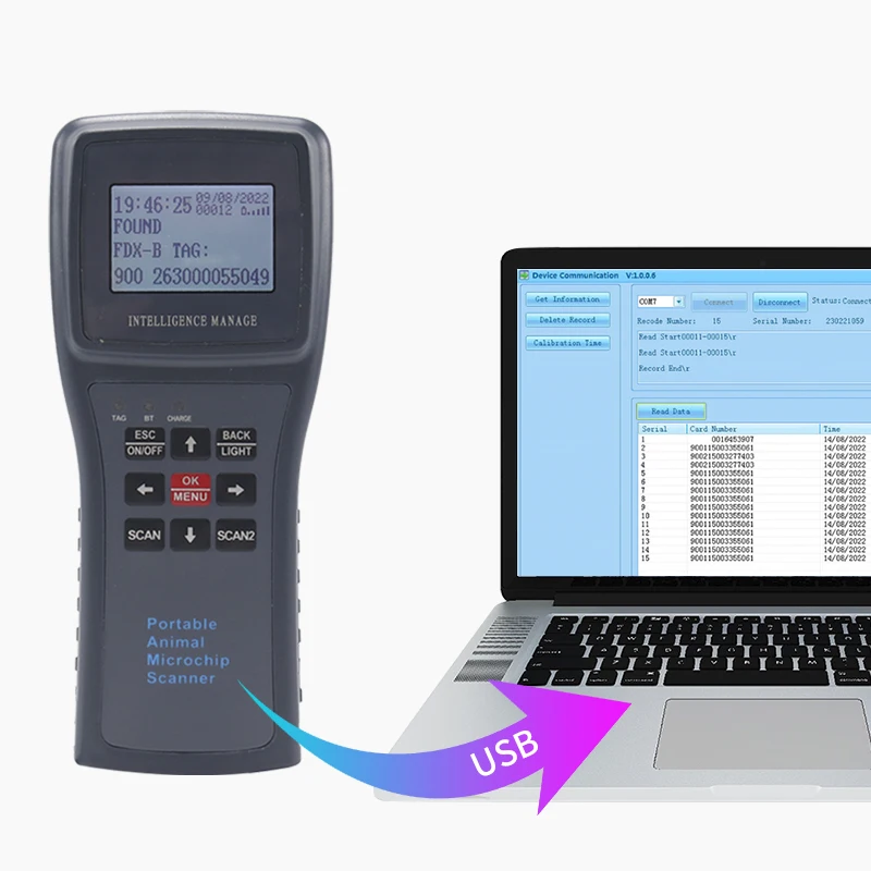 Animal RFID Reader Large OLED Display Dog Cat Microchip Scanner 134.2Khz