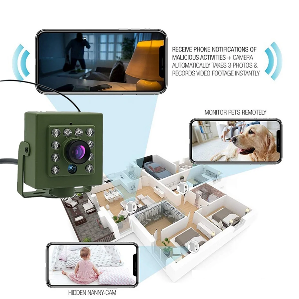 새로운 500만 화소 와이파이 새둥지 카메라 오디오 1920P IR 컷 야간 투시 RTSP FTP 미니 IP IPC 애완 동물 둥지 조류 관찰 2.8mm 렌즈