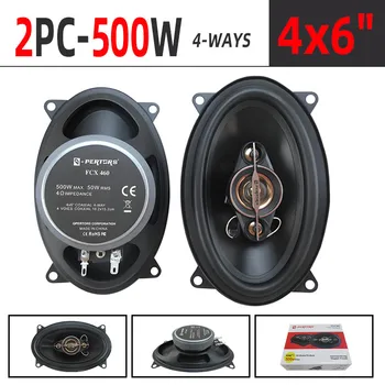 Coppia di Altoparlanti Coassiali a Quattro Vie per Auto 4x6 Pollici, 500W Potenza Massima, 50W RMS, Alta Qualità del Suono, Impedenza 4 Ohm