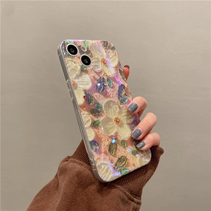 Gorgeous 3D Glitter Flower Silicone Phone Case Skin For iPhone 13 7 8 Plus Soft Protect Case For SE XR XS MAX 12 Mini 11 Pro Max iphone 13 pro phone case