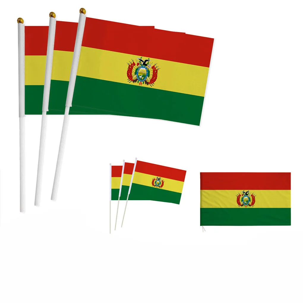 Z-One Flag 100Pcs Bolivia Hand Flag 14*21Cm Bandiera Nazionale Bolivia Piccola Bandiera Sventolante Tenuta In Mano Indoor Outdoor Home Decor