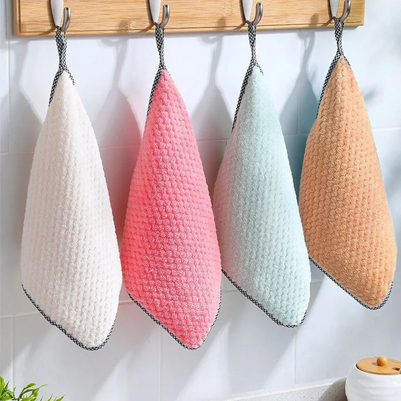 Kitchen Towel Daily Dish Cloth Non-stick Oil Thickened Table Cleaning Double-layer Absorbent Microfiber