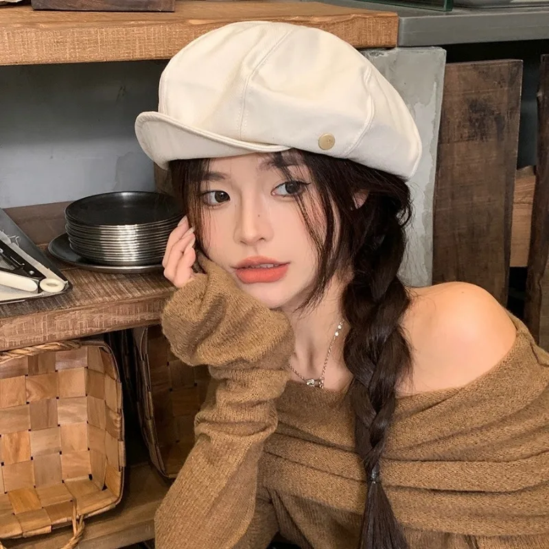 영국 스타일 베레모 용수철, 심플한 팔각형 모자, 스트릿 뉴스보이 모자, 일본 패션, 여름 신상