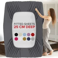 Full Fitted Bed Sheet Extra Deep 25 Cm Single Double Super King Size Sheets UK 1