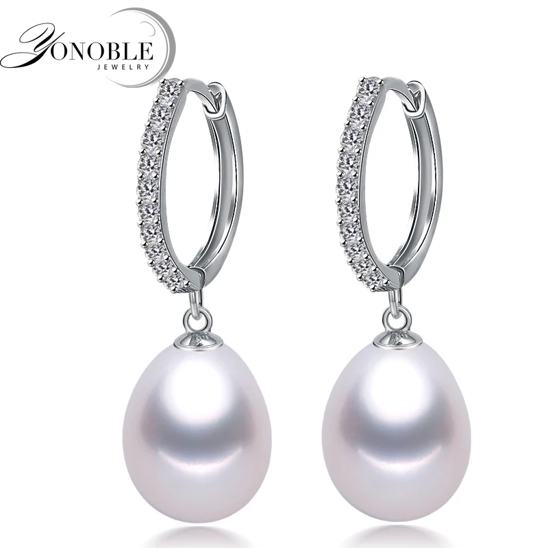 Wedding Natural Freshwater Grey Pearl Hoop Earrings Women,925 Sterling Silver Pearl Earring Girl Birthday Gift 2