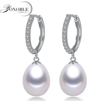 Wedding Natural Freshwater Grey Pearl Hoop Earrings Women,925 Sterling Silver Pearl Earring Girl Birthday Gift 2