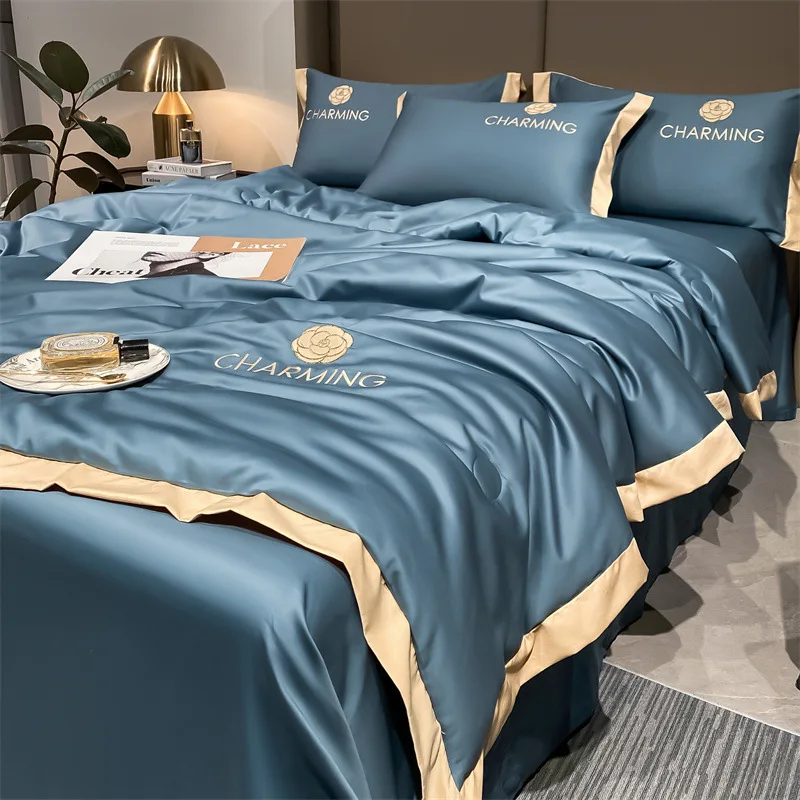 

Summer Thin Cool Quilt Pillowcase 3pcs Air Condition Quilt Comforter Bed Quilts Sofa Office Travel Throw Blanket Bedding Set