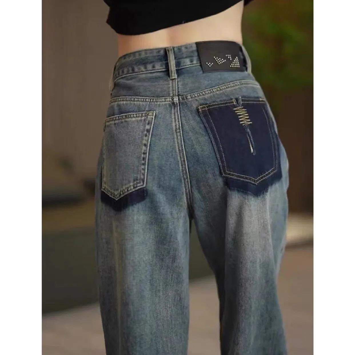 Брюки-женские-с-завышенной-талией-и-широкими-штанинами-модная-уличная-одежда-в-Корейском-стиле-синие-прямые-мешковатые-джинсы-y2k-весна-осень