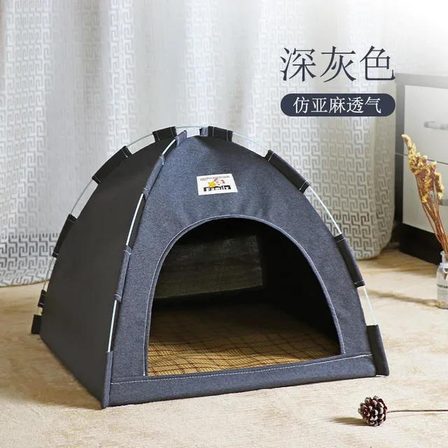 Pet Tent Bed Removable Cat Sofa Basket Canvas Semi-enclosed Cat House Dog Cave Hut Cat Sleeping Bed for Room Decor Pet Supplies 4