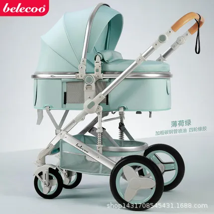 Luxury Lightweight Stroller High Landscape Baby Stroller 3 in 1 Portable Reversible 3 in 1 Travel Pram Baby Pushchair
