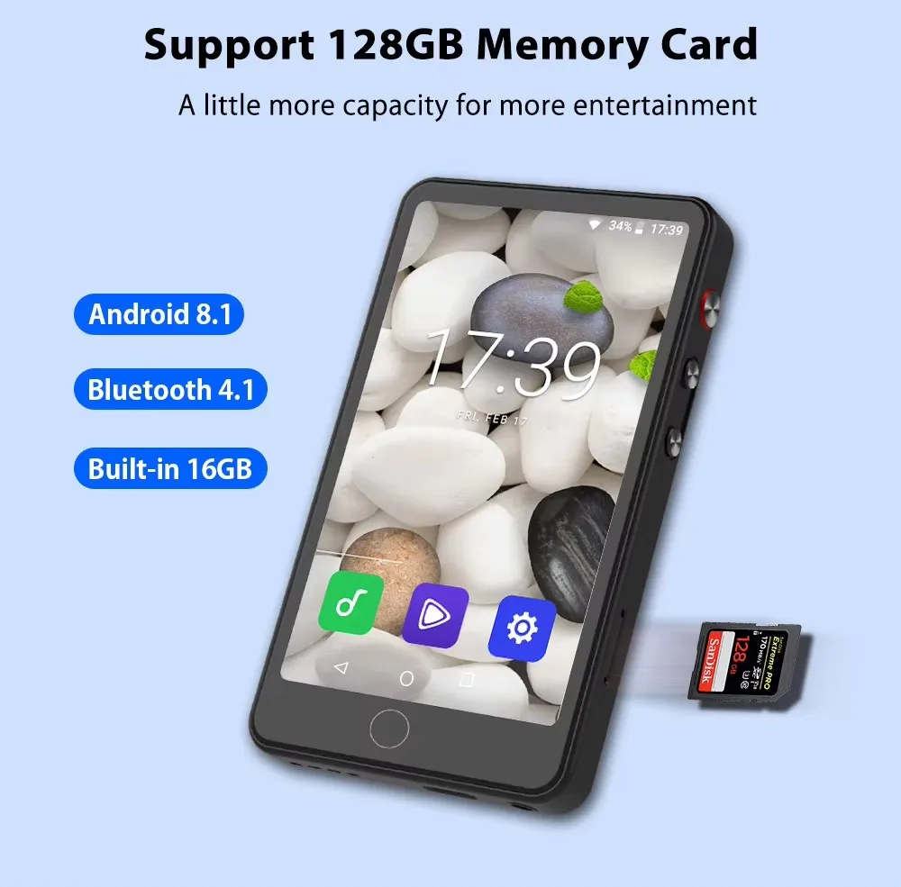 4 Inch Android WiFi MP4 Player Full Touch Screen 16GB Bluetooth MP3 Music Play Supports Hebrew Video FM Radio E-Book Recorder mp4 player,music player,mini media player