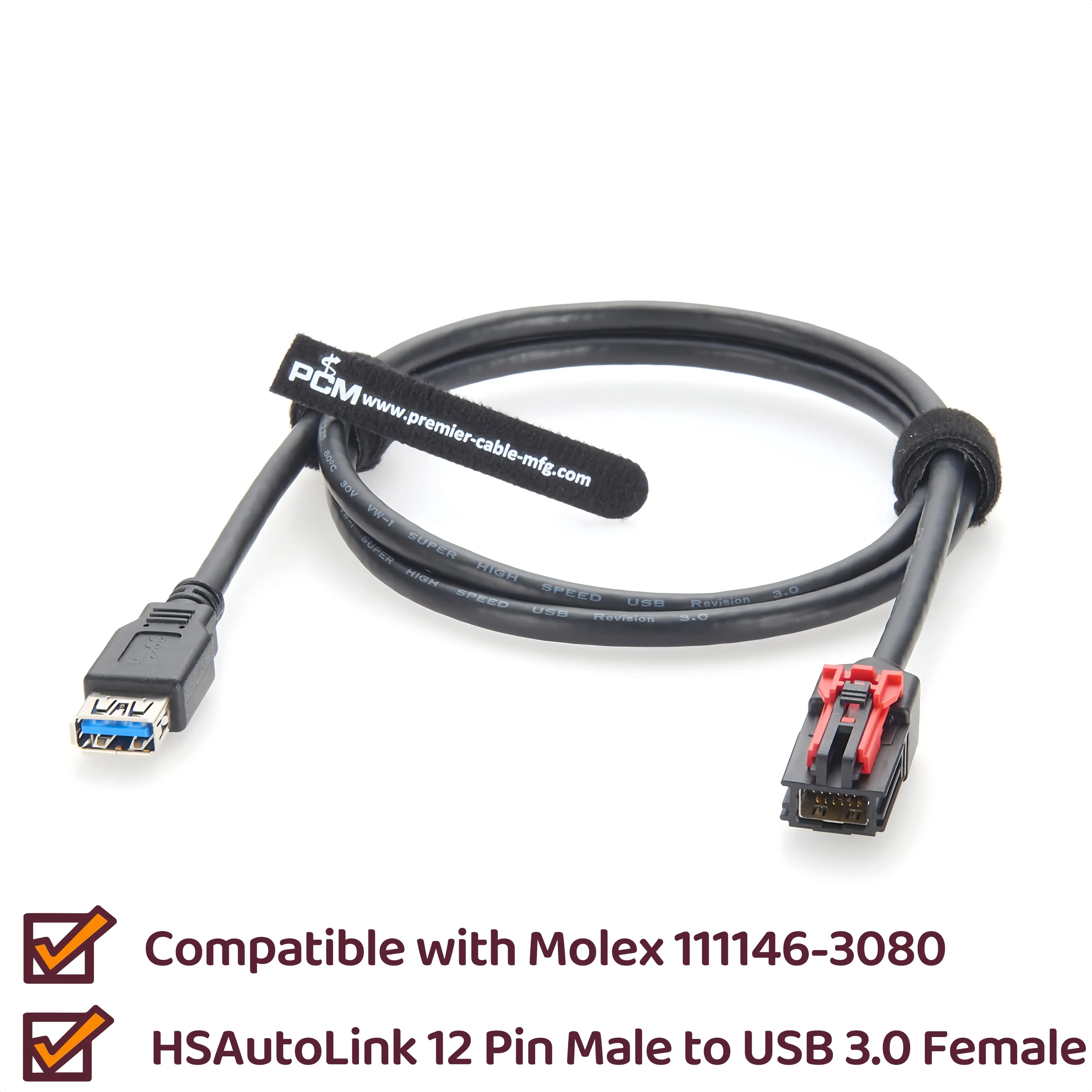 HSAutoLink-Kabelbaugruppe HSAL2 12-poliger Stecker auf USB 3.0-Buchse, Hochgeschwindigkeits-Datenübertragungskabel, kompatibel mit Molex 111146-3080 – Detail 7