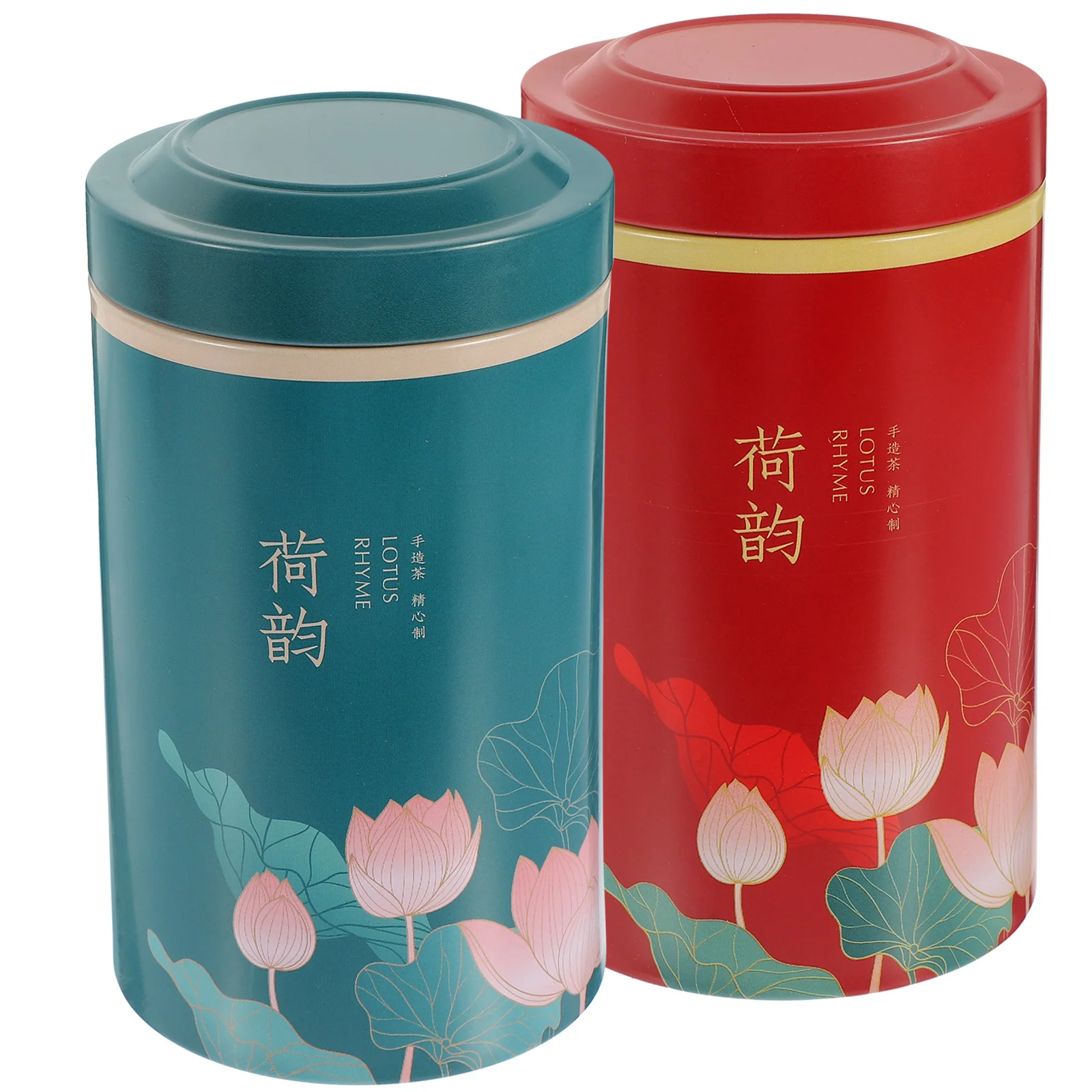 

2 Pcs Tea Airtight Can Metal Container with Lid Canister Small Home Tinplate Adorn Storage Tea-leaf Jar