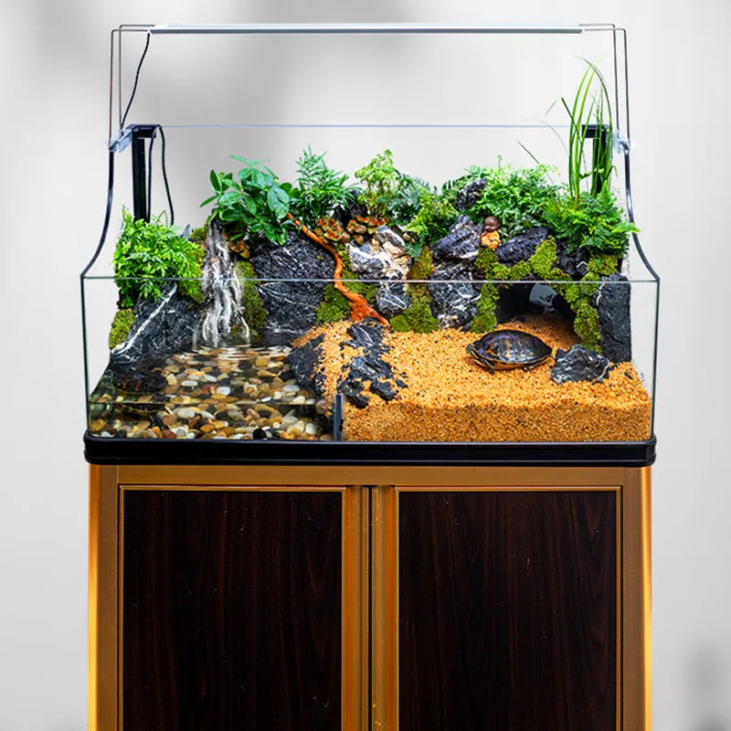 Aqwarium Glass Fish Bowl Turtle Tank Bonsai Breeder Box Aquascaping Pond  Gold Fish Tank Desktop Akwarium Turtle Tank Accessories