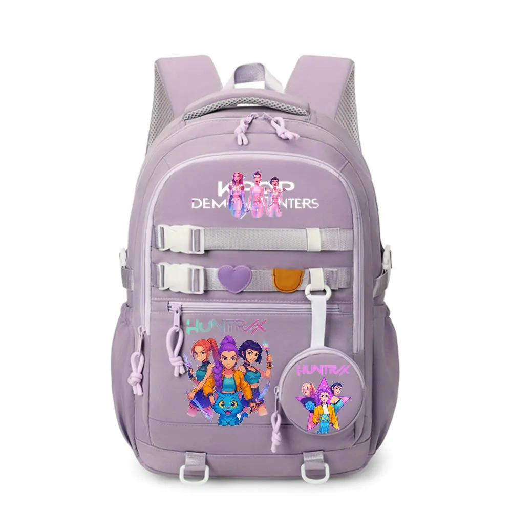 Zaino per bambini di grande capacità, borsa casual per libri, zaino scolastico carino con personaggi anime Kpop Demon Hunter, zaino alla moda con cartoni animati, regalo per bambini