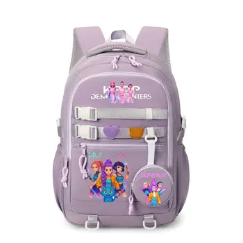 Zaino per bambini di grande capacità, borsa casual per libri, zaino scolastico carino con personaggi anime Kpop Demon Hunter, zaino alla moda con cartoni animati, regalo per bambini