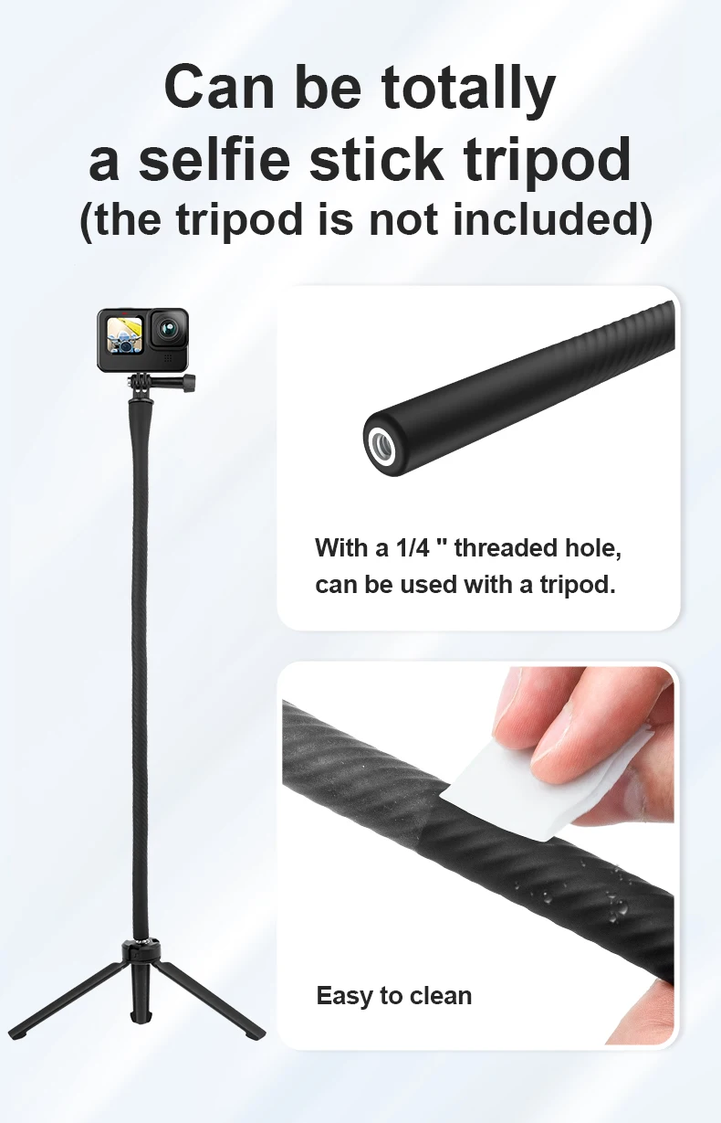 Flexible Selfie Stick Monopod Tripod for GoPro insta360 Wherever Without Any Too