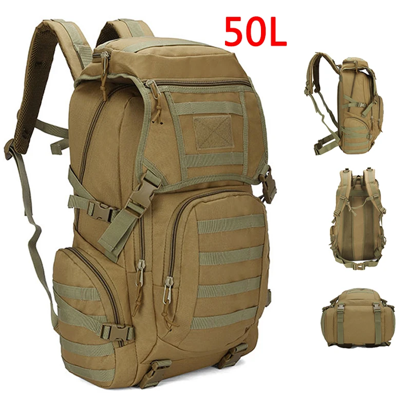 

50L Military Tactical Backpack Camping Hiking Daypack Army Rucksack Outdoor Fishing Sport Hunting Climbing Waterproof Bag