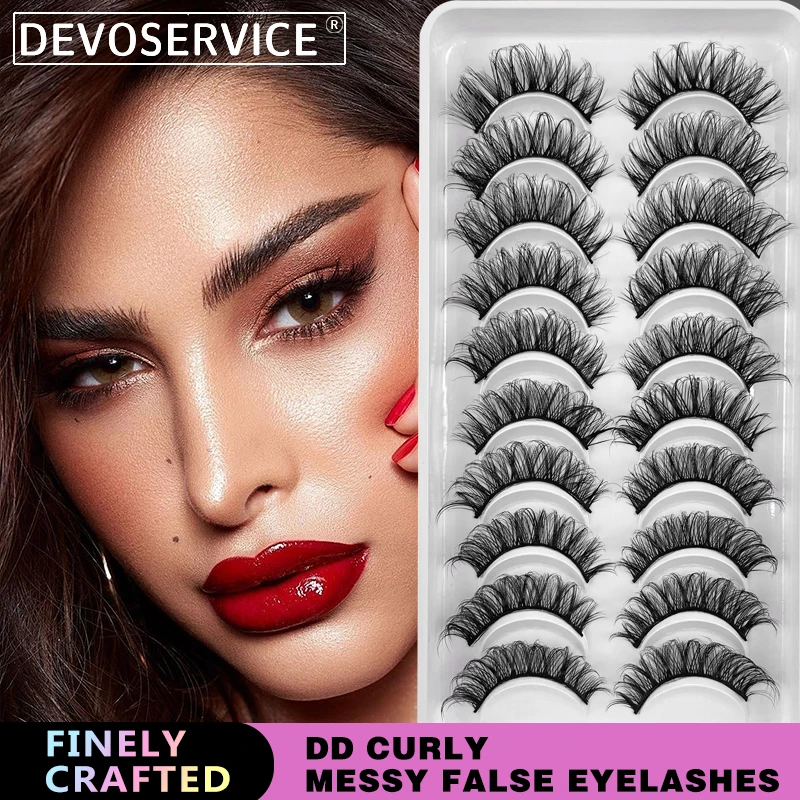

Devoservice 10 пар объемные 3D натуральные ресницы DD завитые накладные ресницы пушистые мягкие ресницы тонкие и длинные ресницы для наращивания макияжа