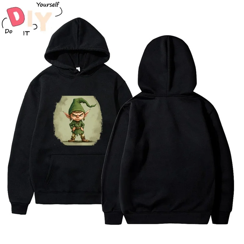 

An Angry Elf Gildan Style Korean Vintage Sexy Blouse Sport Hoodie Men Basic Simple Putih Fashion Half Sleeve Printed