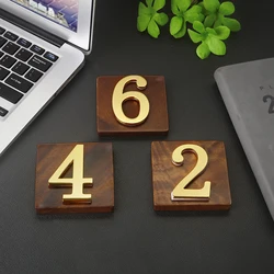 Rustic Wooden Table Number Plate with Adhesive Metal Numbers (No.1)