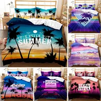 Hawaiian Summer Beach Duvet Cover Exotic Tropical Seascape Bedding Set Microfiber Palm Trees Comforter Cover For Kids Adult Room 1