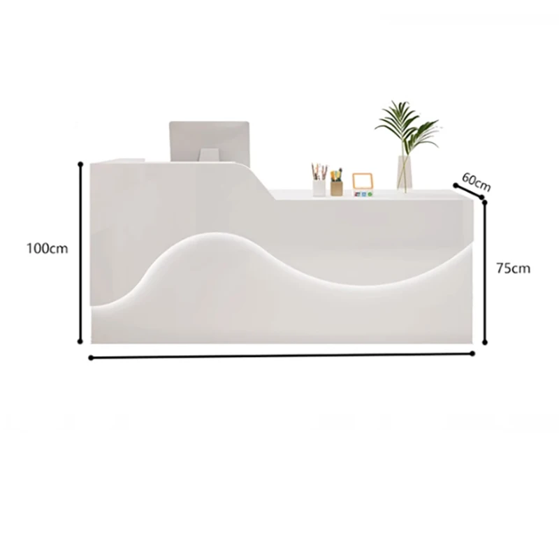 Led Beauty Reception Desks Display Aesthetic Hotel Counter Reception Desks Storage Nordic Mostrador Commercial Furniture