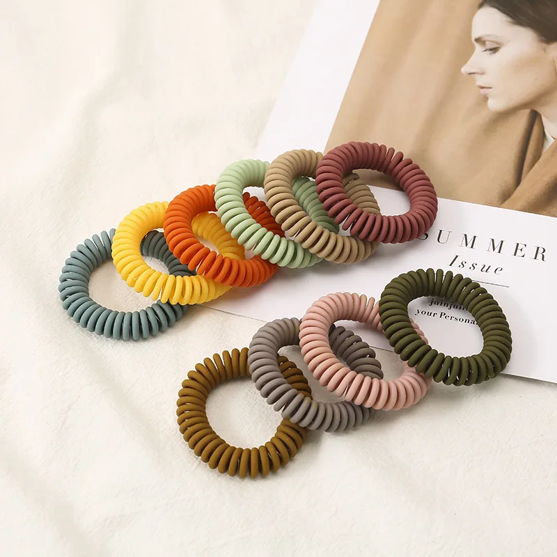 NewSolidColorTelephoneWireHairTiesEnvironmentallyFriendlyTPU