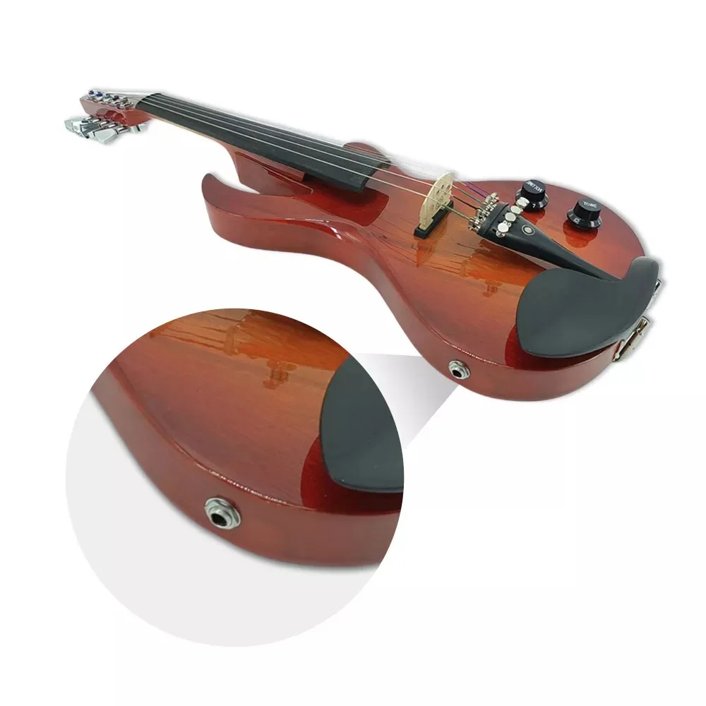 New Electric Violin 5 Strings Solid Wood Handmade Ebony Fingerboard Brazilian Wood Bow Unbleached Genuine Mongolian Horsehair