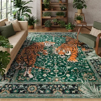 Rug for Living Room Carpet Jungle Tiger Home Decoration Large Area Bedroom Plush Floor Mat Machine Washable Coffee Table Rugs 러그