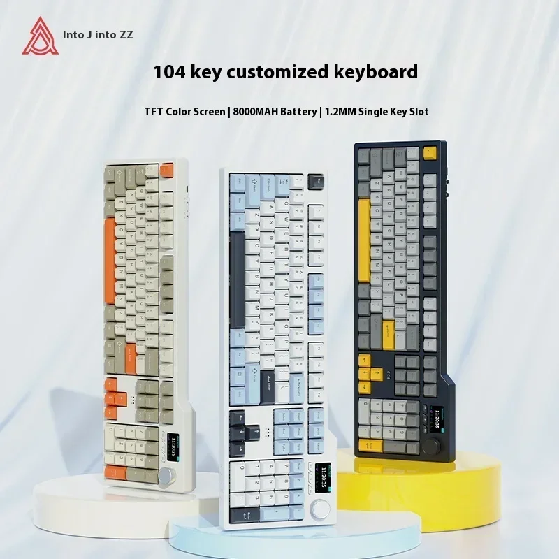 

Клавиатура Ajazz AK35i V3 Беспроводная механическая, игровая с тремя режимами, многофункциональная ручка, пользовательский экран, горячая замена, для ПК