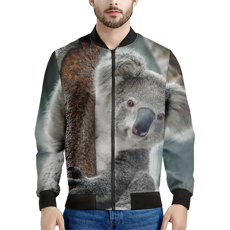 thumbnail image 1 of Chaqueta con cremallera y estampado 3D de animales de dibujos animados para hombre, chaqueta informal de calle con cremallera, sudadera estilo aviador para primavera y otoño, 1 of 5