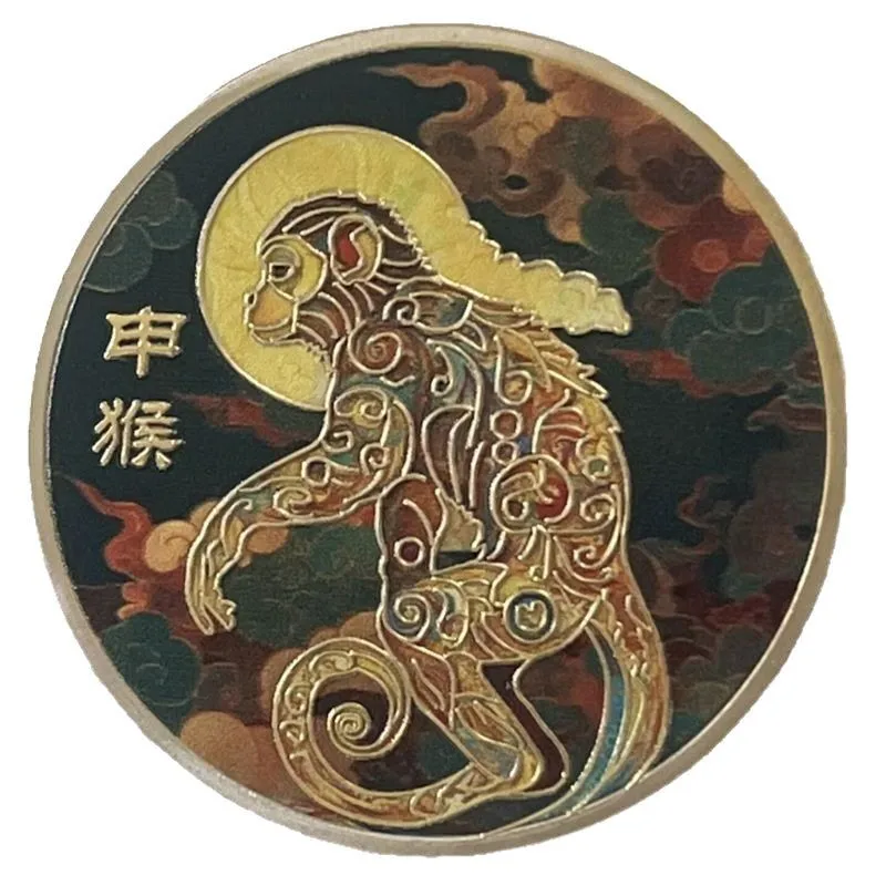 Twelve Zodiac Commemorative Medals, Embossed Color Printing, Chinese Style, Twelve Zodiac Gold Coins, Metal Crafts Collection